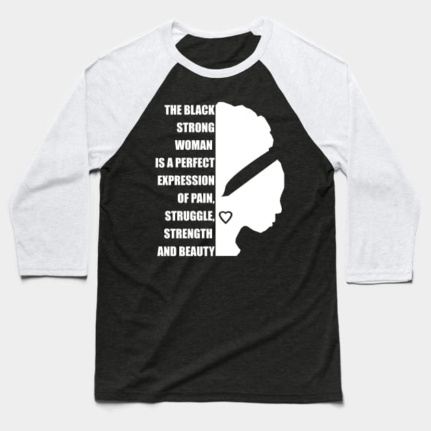 Black Strong Woman Baseball T-Shirt by Black Pumpkin